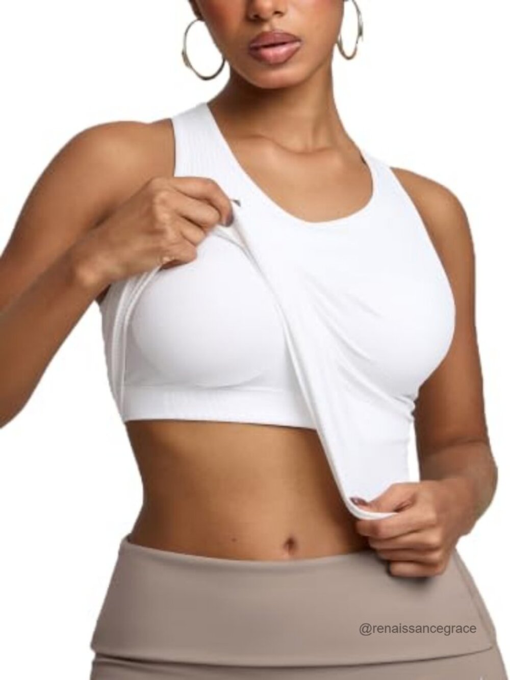 Womens Seamless Racerback Tank Top with Built-In Bra Nylon Spandex Yoga Workout